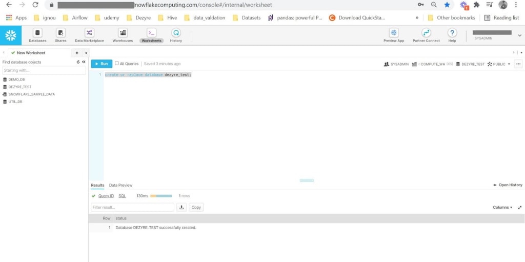 Snowflake Truncate Table - Create a Database